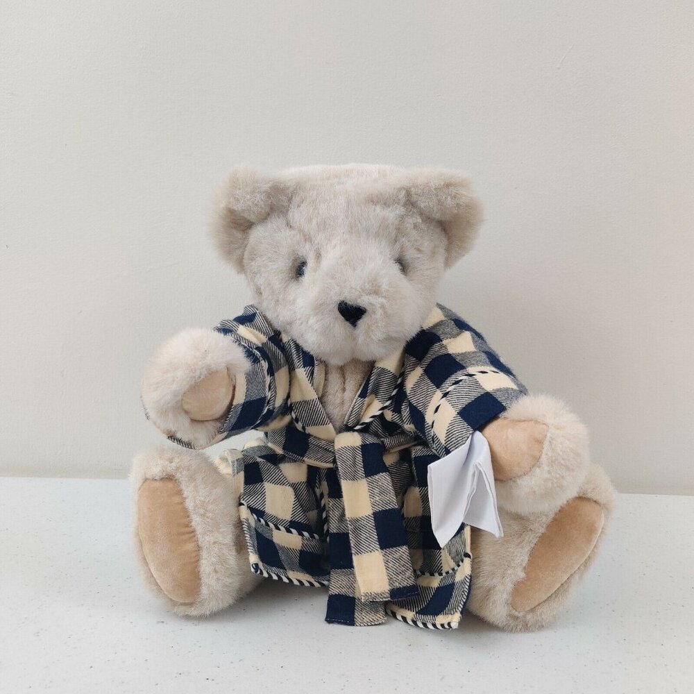 Vermont Teddy Bear "Get Well" with Robe & Hanky Jointed Plush Bear Gift
